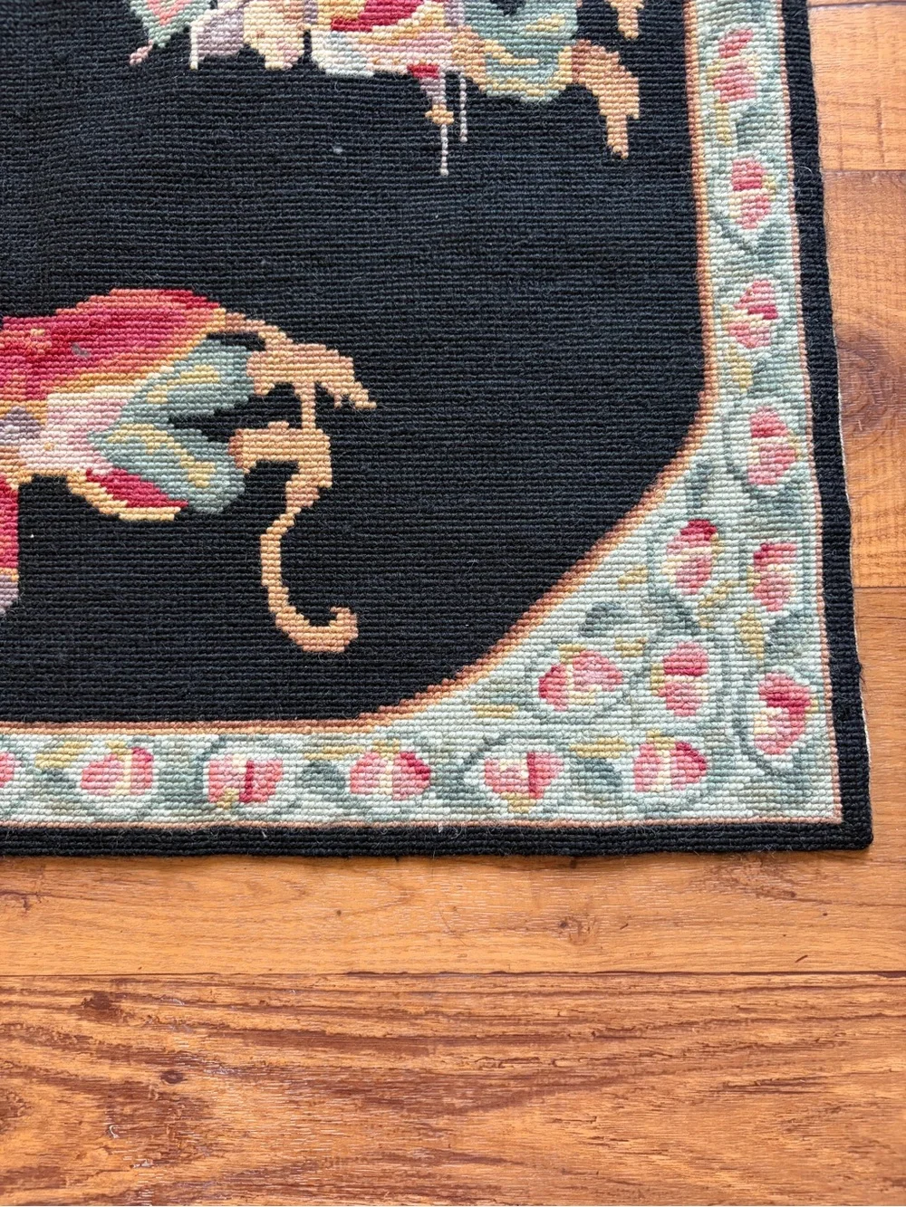 Aubusson Needlepoint Rug-Handmade 100% Wool 2001 China 48 inches X 29 Inches EUC